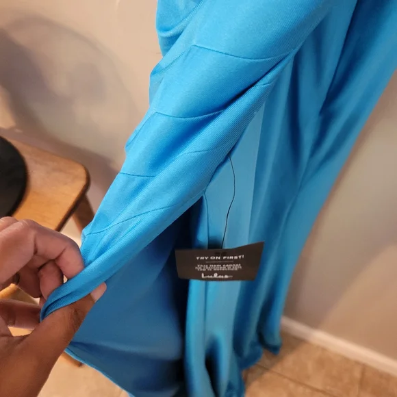 Lulus Attention Seeker Bright Blue Cowl Neck Maxi Dress. Size M - Picture 7 of 9